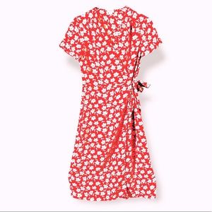 J Crew White Floral Wrap Flowy Red Dress